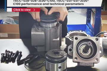 Hydraulic double pumps T6CC-025-025-2L00-C100, T6CC-028-028-2L00-C100, T6CC-031-031-2L00-C100 performance and technical parameters