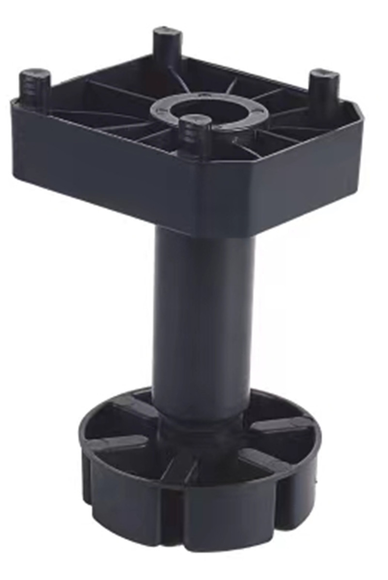 Black Plastic Cabinet Leg With Plastic Dowels.