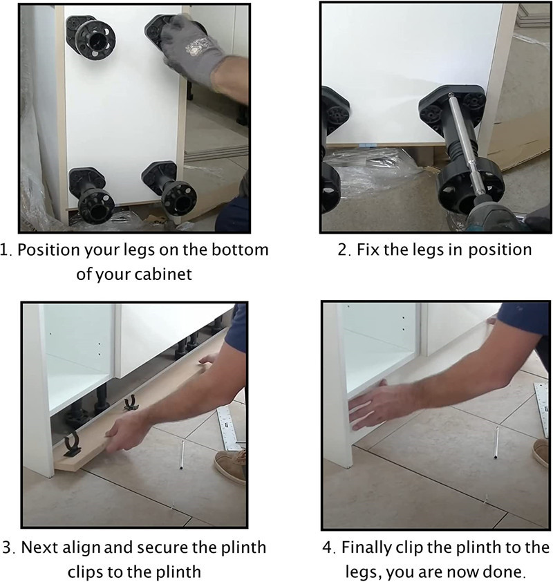 plastic adjustable cabinet legs plinth