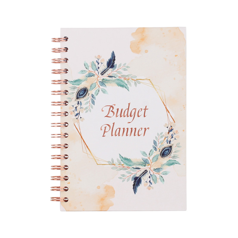 Livro de planejamento de orçamento de dinheiro espiral padrão floral A5