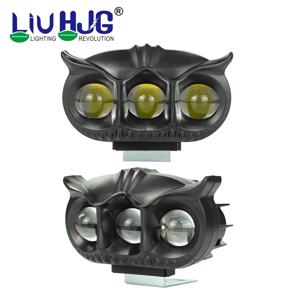 HJG LED Owl Fog Light Yellow/White and Red Devil Eye Effect 3 Colour Mode with Flashing