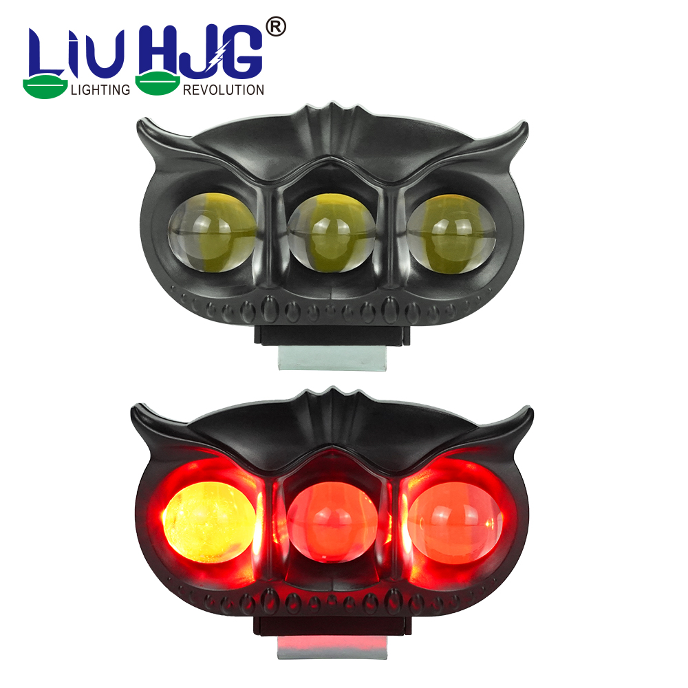 HJG LED Owl Fog Light Yellow/White and Red Devil Eye Effect 3 Colour Mode with Flashing