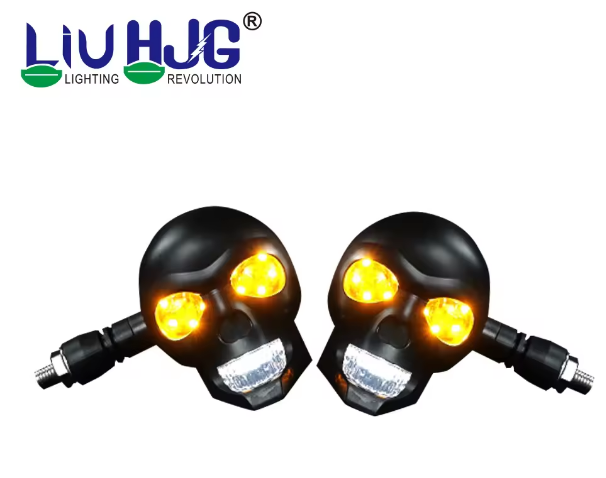 Motorcycle skull turn signal indicator light