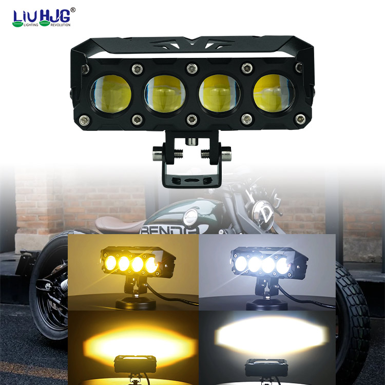 LiuHJG 4 Led 50w Yükseklik Kaliteli Su Geçirmez Motosiklet Çift Renkli Sis Farı