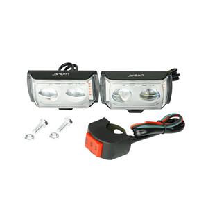 مصباح ضباب عالمي للدراجات النارية من LIUHJG بعدستين، أحمر وأزرق، عالي الطاقة، مزود بمفتاح تشغيل، مصنوع من الألومنيوم.