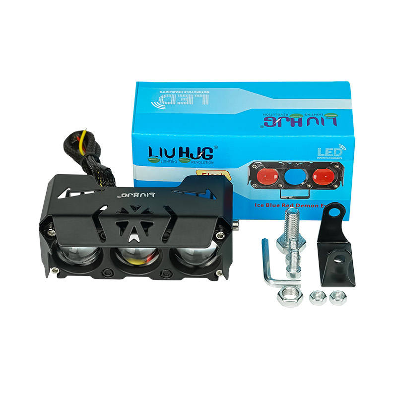 New Design China HT 3 Lens motorcycle LED Driving Lights 12-80V IP67 Waterproof Spotlights