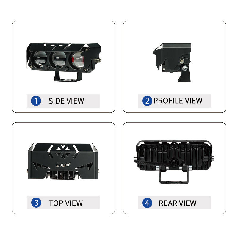 New Design China HT 3 Lens motorcycle LED Driving Lights 12-80V IP67 Waterproof Spotlights