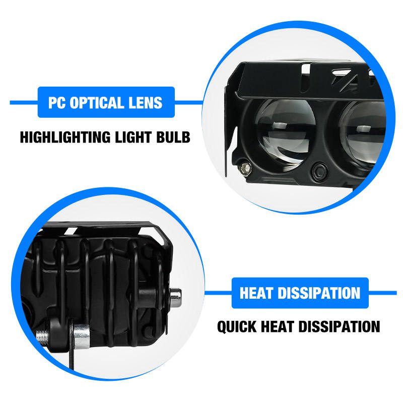 New Design China HT 3 Lens motorcycle LED Driving Lights 12-80V IP67 Waterproof Spotlights