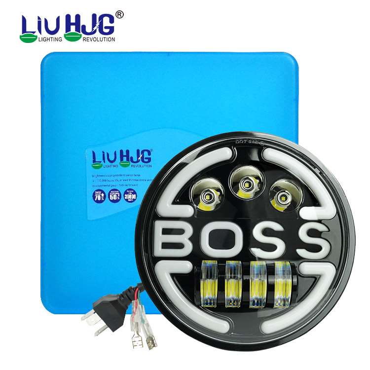 LiuHJG En İyi BOSS Yuvarlak 7 İnç Alüminyum H4 LED Motosiklet Farı, Sinyal Lambalarıyla Birlikte