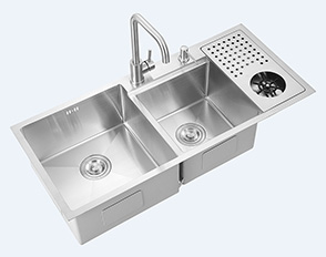 Double Large Stainless Sink With Tray