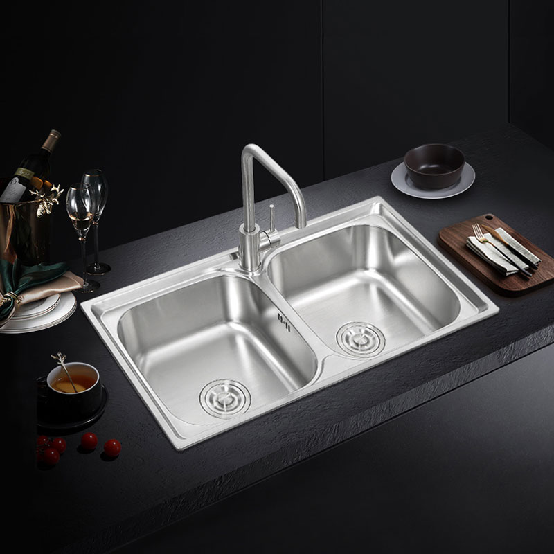Square Double Bowl Pressed Sink