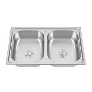 Square Double Bowl Pressed Sink