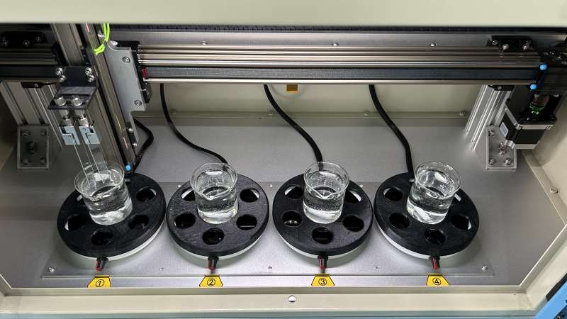 マグネティックスターラーと加熱機能を備えた4ポジションディップコーター