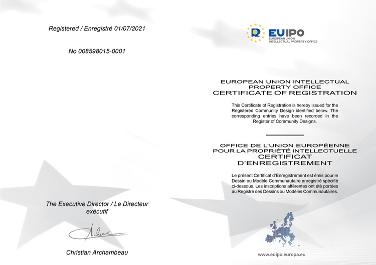 Certificat de brevet de conception de l'UE