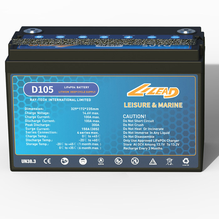 12V 105Ah bateria de lazer de lítio dupla 24V lifepo4