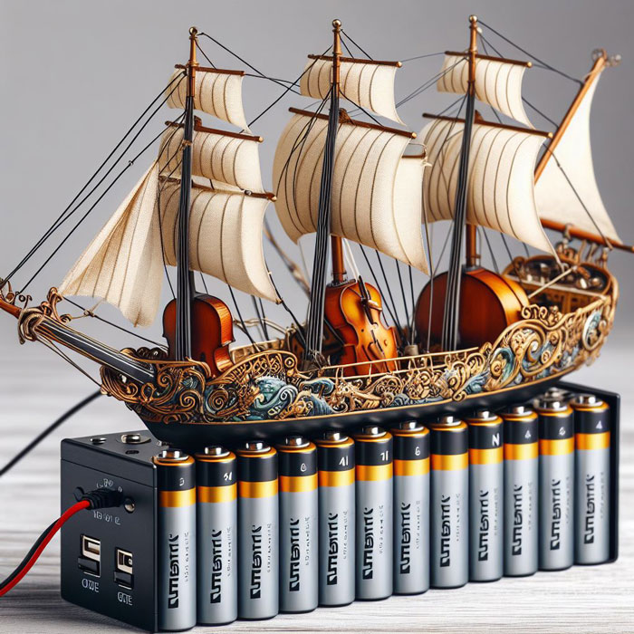 帆船中用于音乐和艺术表达的锂离子电池