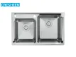 Large Over/undermount Square Double Bowl Sink