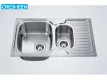 Medium Double Bowl Narrow Sink With Drainboard