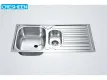 Large SS Kitchen Double Sink With Drainboard
