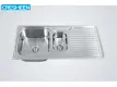Large Inox 1.5 Double Bowl Kitchen Sink With Drainboard