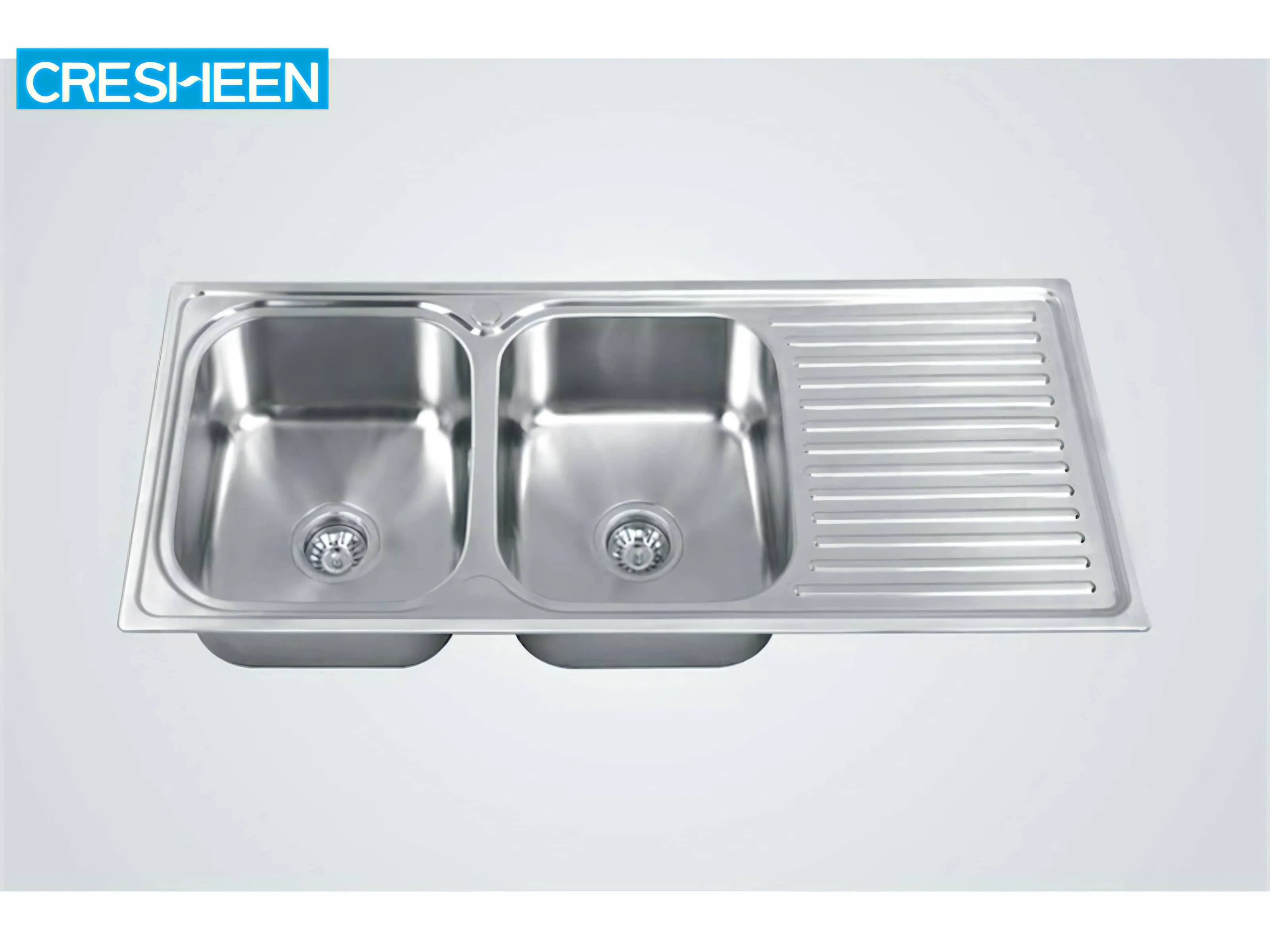 Fregadero un seno y dos escurridores con faldón acero INOX - FRE-4