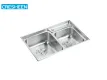 Large Over/undermount Stainless 1.5 Bowl Double Sink