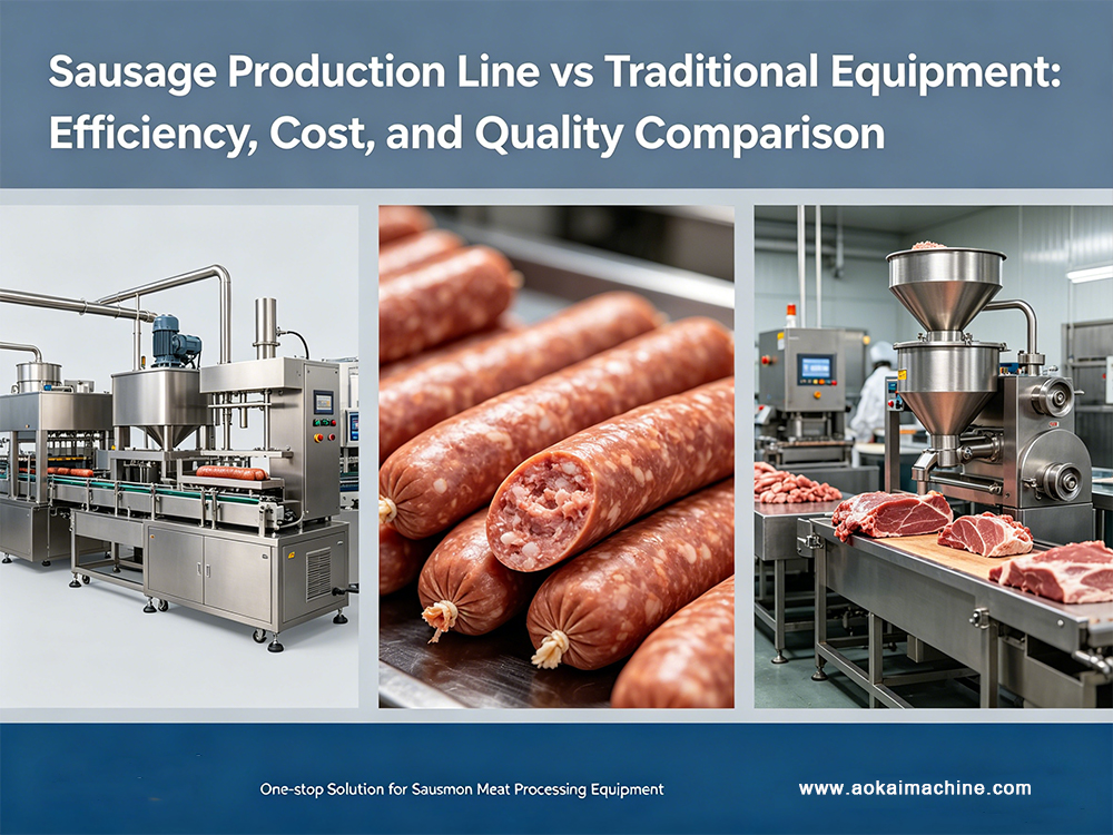 Linha de produção de linguiça versus equipamentos tradicionais: comparação de eficiência, custo e qualidade