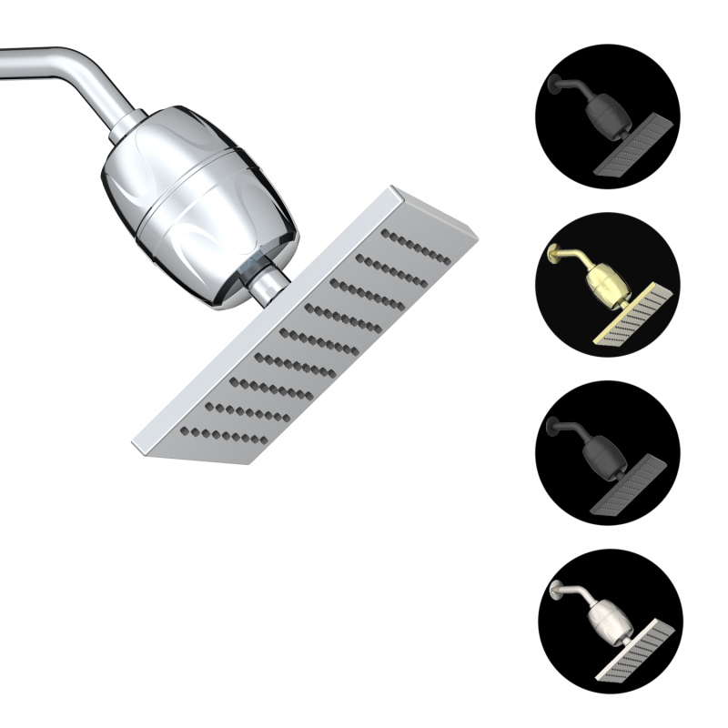 Soffioni doccia rettangolari con massaggio a pioggia e quadrato purificante
