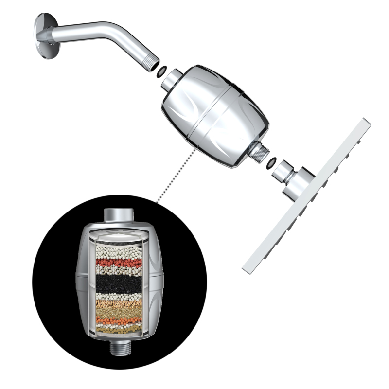 Soffioni doccia rettangolari con massaggio a pioggia e quadrato purificante