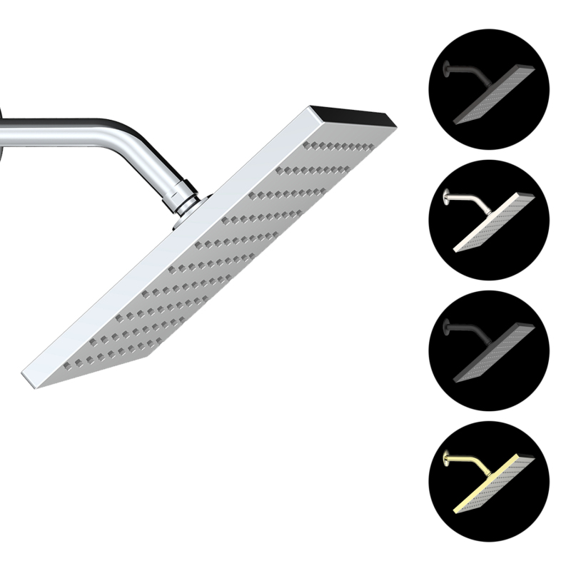 Soffione doccia a pioggia rettangolare quadrato piatto nero