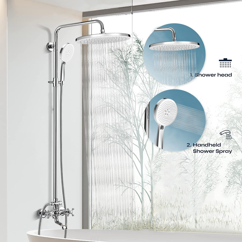 럭셔리 크롬 도금 스탠딩 샤워 세트
