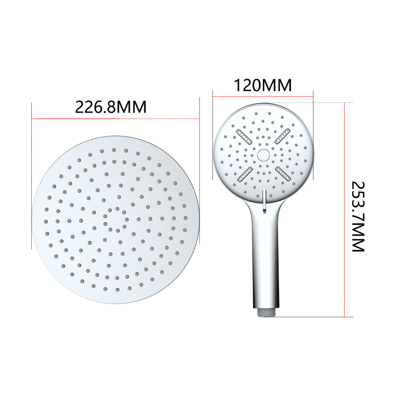 壁掛け式ラウンドスクエアシャワーセット ブラックマット