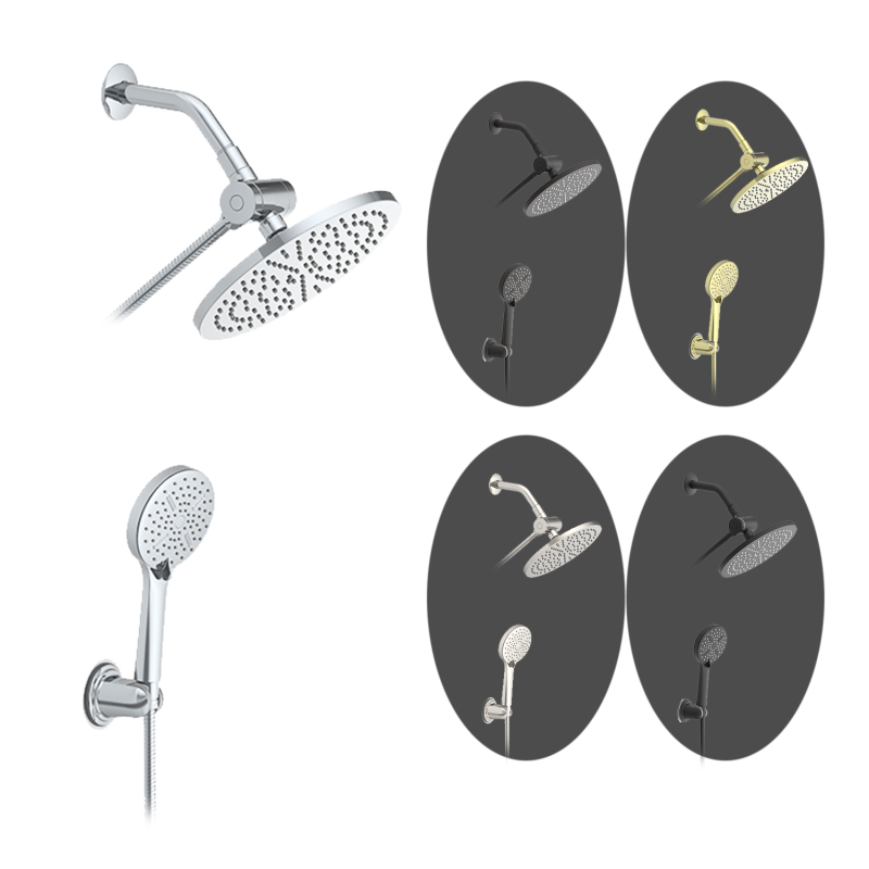 壁掛け式ラウンドスクエアシャワーセット ブラックマット