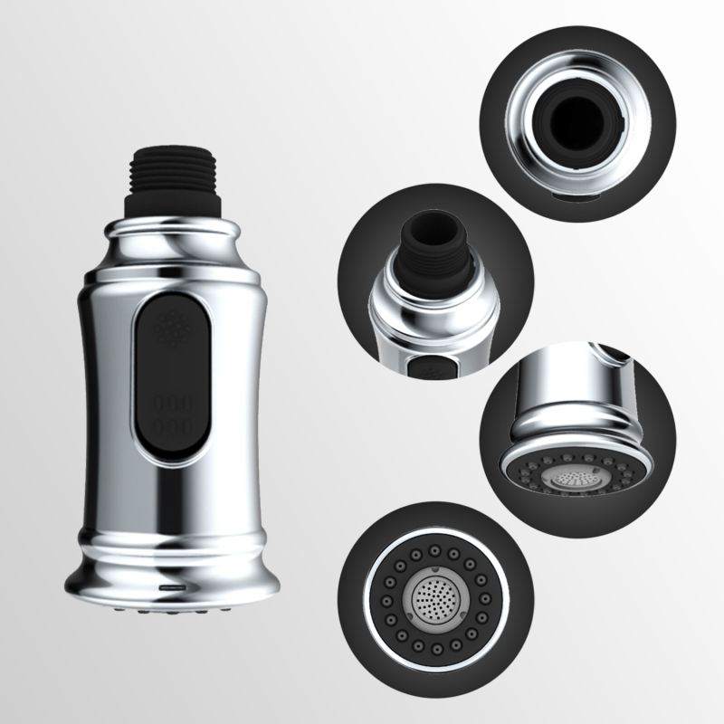 풀다운 스프레이어가 있는 크롬 주방 수도꼭지