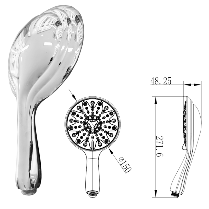 Soffione doccia a cascata con grande effetto pioggia portatile