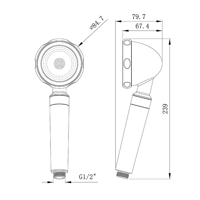 soffione doccia moderno con interruttore on/off
