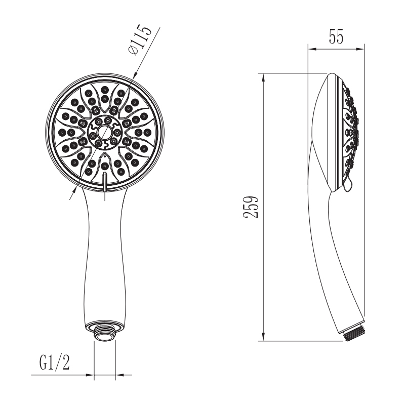 노인을 위한 핸드헬드 강력한 샤워기