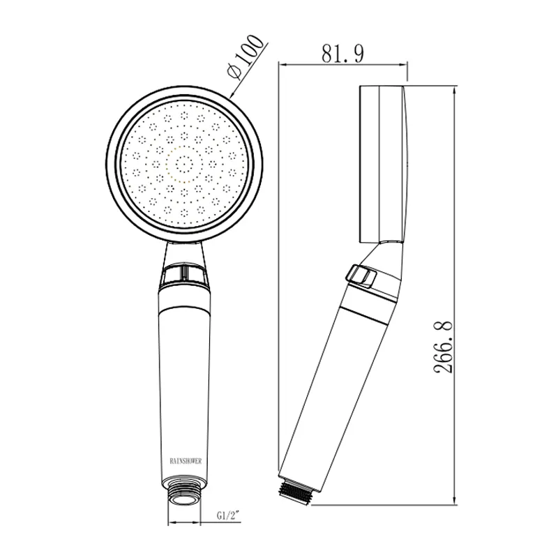 hand shower with on off button