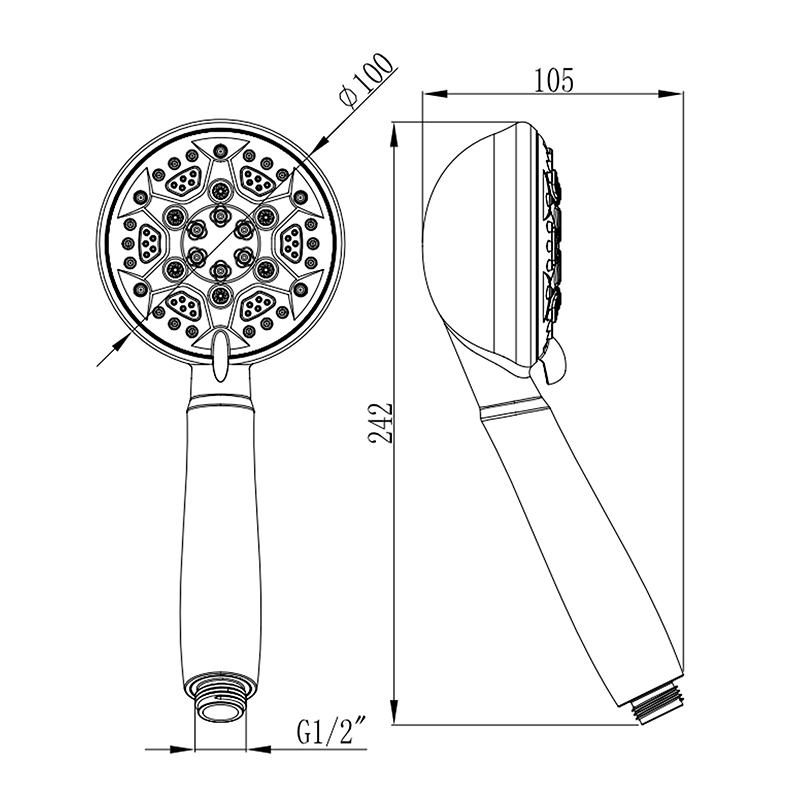Supply hand held shower head with on off switch with pause button