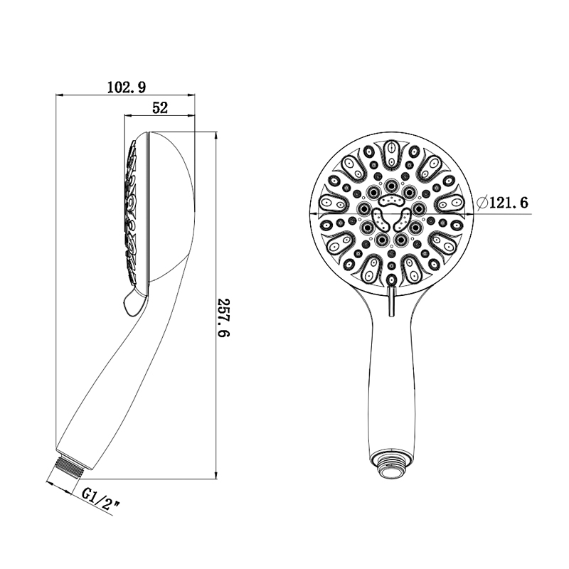 chrome plastic shower head with handheld for bath