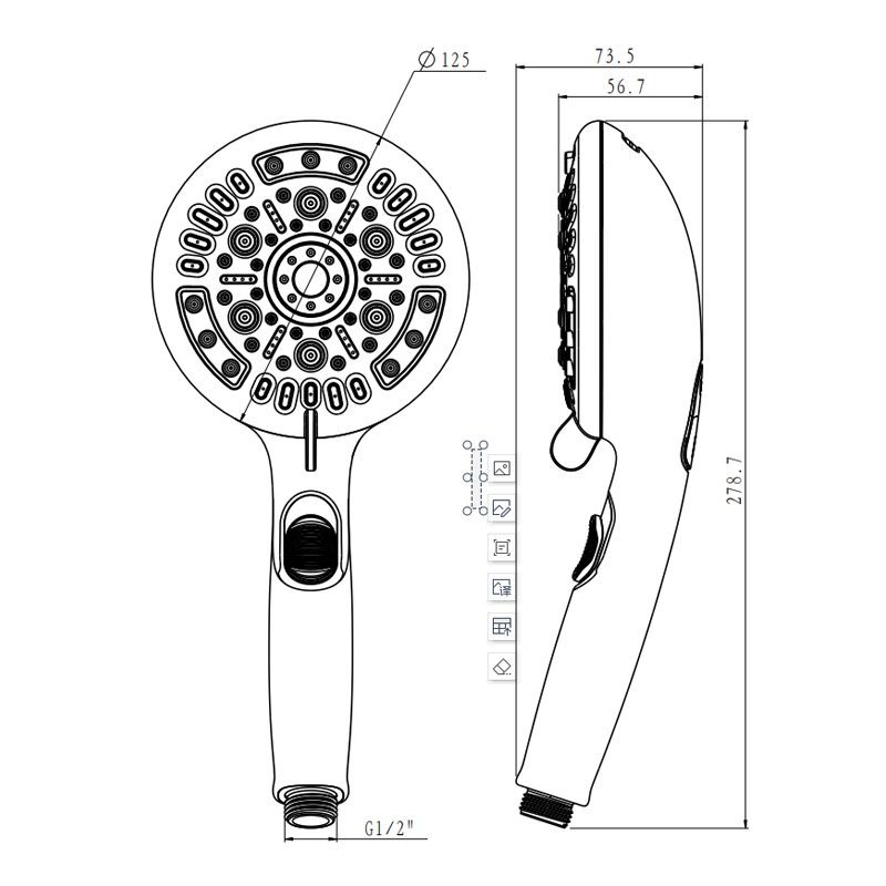 bathroom shower with hand shower spray