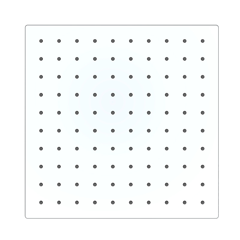 Square rainfall shower head
