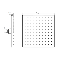 Square rainfall shower head