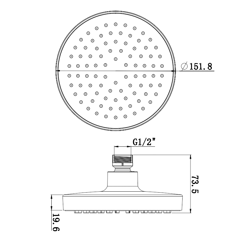 Afneembare, zuiverende regendruppeldouchekop