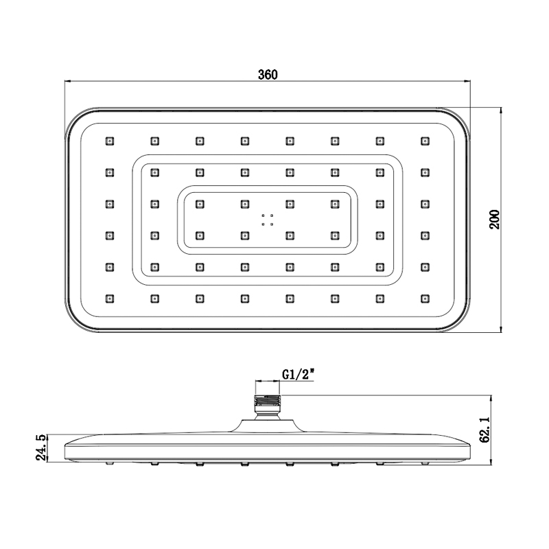 soffione doccia a pioggia ad alta pressione
