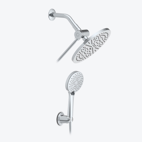 Wandgemonteerde ronde vierkante doucheset zwart mat