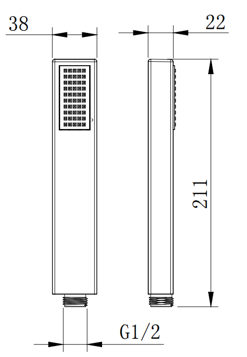 square hand shower