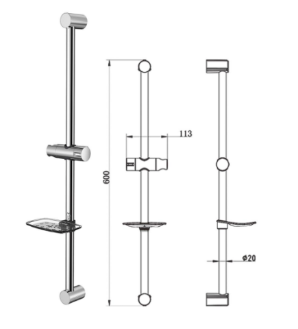 Barre coulissante ronde Rainshower