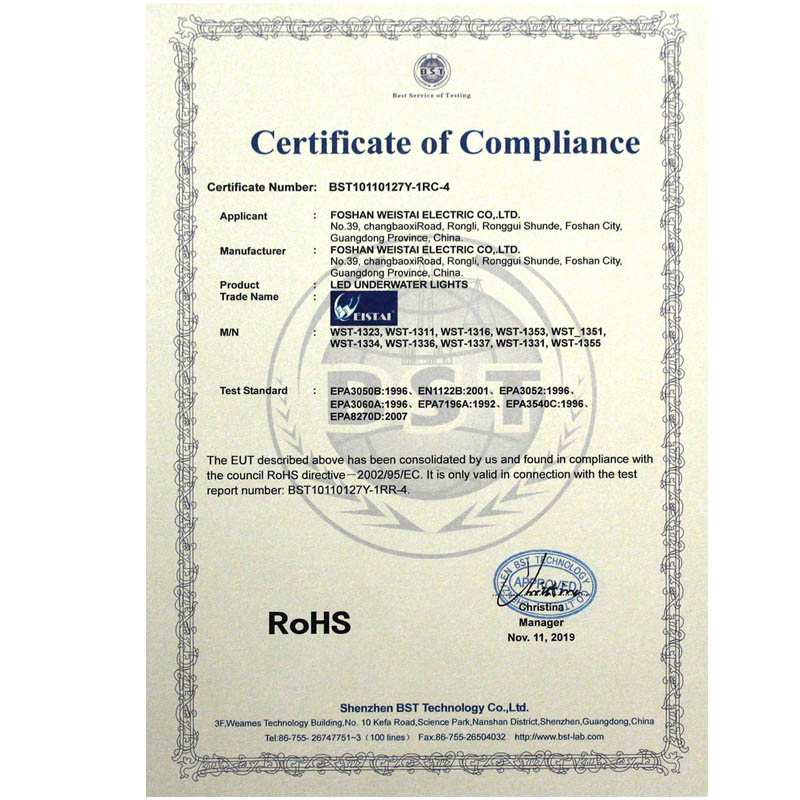 certificat RoHS