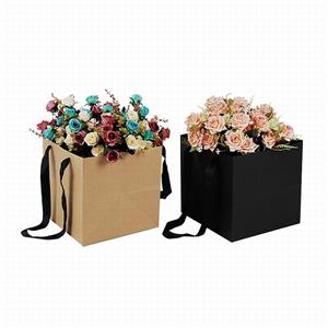 Creative Kraft Paper Flower Bags/ Bouquet With Handle for Flowers Packaging for Wedding/ Birthday/ New Year Party Gifts